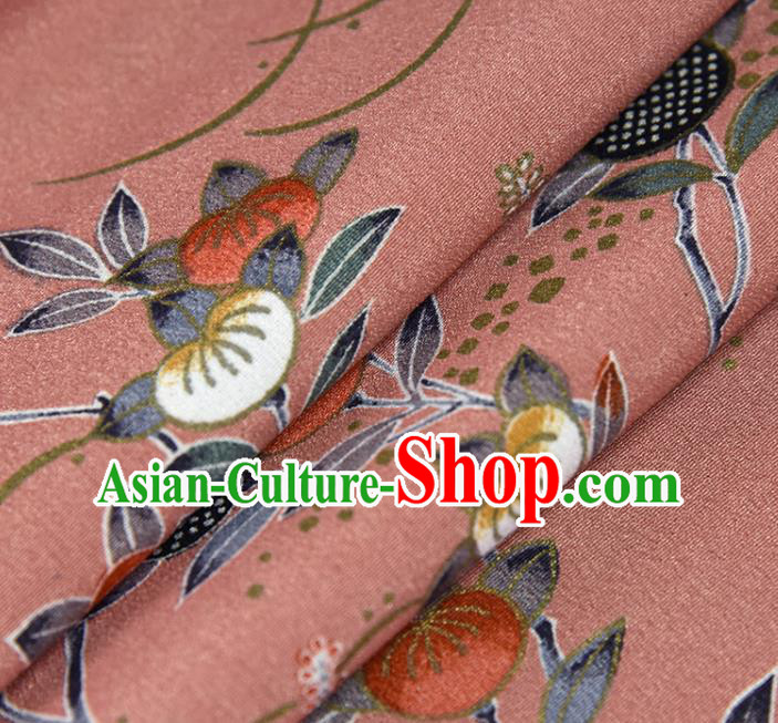 Asian Japan Kimono Classical Persimmon Flowers Pattern Brocade Fabric Traditional Hanfu Dress Pink Silk Asian Japan Kimono Classical Persimmon Flowers Pattern Brocade Fabric Traditional Hanfu Dress Pink Silk