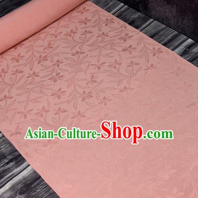 Asian Japan Kimono Orchids Pattern Brocade Fabric Traditional Hanfu Dress Pink Silk Cloth