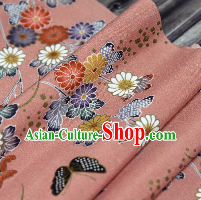 Asian Japan Kimono Classical Persimmon Flowers Pattern Brocade Fabric Traditional Hanfu Dress Pink Silk Asian Japan Kimono Classical Persimmon Flowers Pattern Brocade Fabric Traditional Hanfu Dress Pink Silk