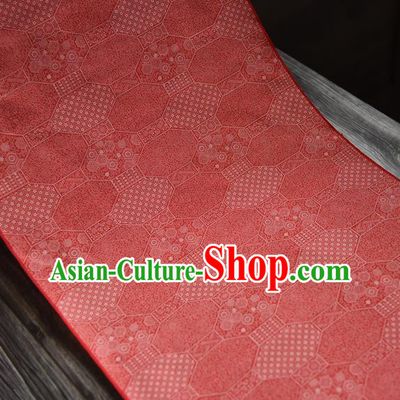 Asian Japan Kimono Sakura Pattern Brocade Fabric Traditional Hanfu Dress Red Silk Cloth