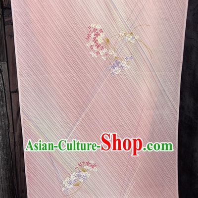 Traditional Japanese Hydrangea Pattern Pure Silk Fabric Asian Japan Kimono Pink Brocade Material