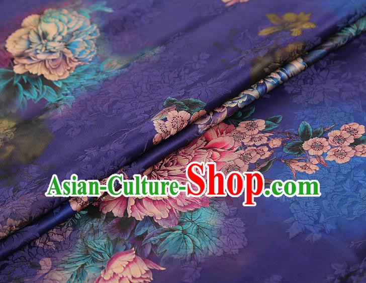 Asian Gambiered Guangdong Gauze China Classical Peony Pattern Purple Silk Fabric Traditional Cheongsam Brocade Asian Gambiered Guangdong Gauze China Classical Peony Pattern Purple Silk Fabric Traditional Cheongsam Brocade