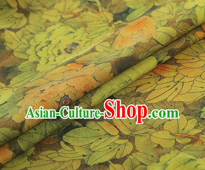 China Traditional Qipao Dress Gambiered Guangdong Gauze Classical Ginger Silk Fabric China Traditional Qipao Dress Gambiered Guangdong Gauze Classical Ginger Silk Fabric