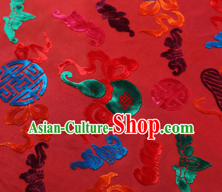 China Traditional Lucky Pattern Red Brocade Classical Qipao Dress Jacquard Silk Fabric China Traditional Lucky Pattern Red Brocade Classical Qipao Dress Jacquard Silk Fabric