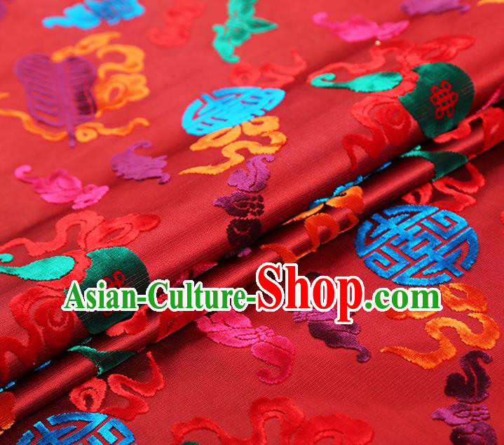 China Traditional Lucky Pattern Red Brocade Classical Qipao Dress Jacquard Silk Fabric China Traditional Lucky Pattern Red Brocade Classical Qipao Dress Jacquard Silk Fabric