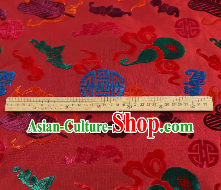 China Traditional Lucky Pattern Red Brocade Classical Qipao Dress Jacquard Silk Fabric China Traditional Lucky Pattern Red Brocade Classical Qipao Dress Jacquard Silk Fabric