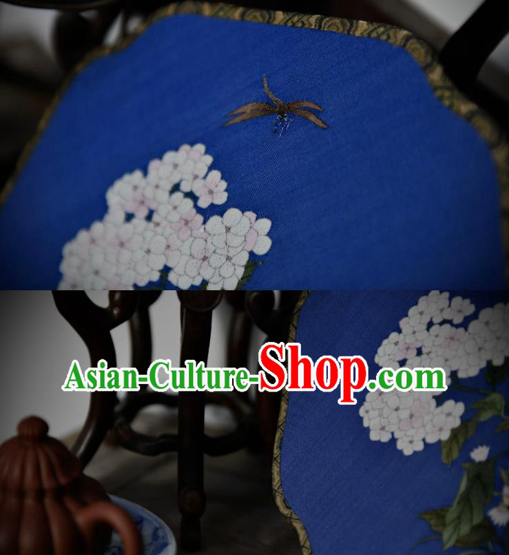 Traditional Chinese Blue Silk Fan China Classical Dace Fan Handmade Palace Fan Traditional Chinese Blue Silk Fan China Classical Dace Fan Handmade Palace Fan