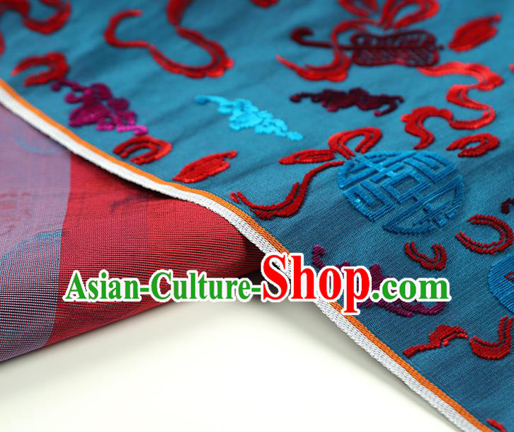 China Classical Qipao Dress Jacquard Silk Fabric Traditional Lucky Pattern Blue Brocade China Classical Qipao Dress Jacquard Silk Fabric Traditional Lucky Pattern Blue Brocade