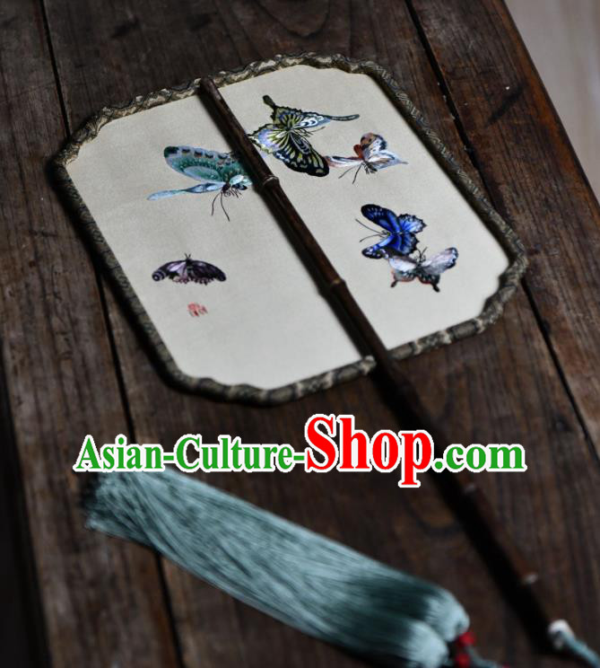 Chinese Handmade Butterfly Painting Palace Fan Traditional Silk Fan China Classical Dace Fan Chinese Handmade Butterfly Painting Palace Fan Traditional Silk Fan China Classical Dace Fan