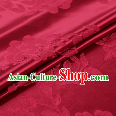 China Jacquard Red Silk Fabric Asian Cheongsam Gambiered Guangdong Gauze Traditional Brocade Fabric