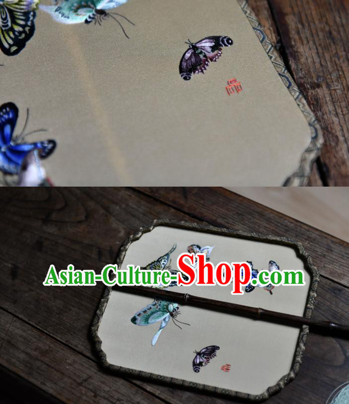 Chinese Handmade Butterfly Painting Palace Fan Traditional Silk Fan China Classical Dace Fan Chinese Handmade Butterfly Painting Palace Fan Traditional Silk Fan China Classical Dace Fan