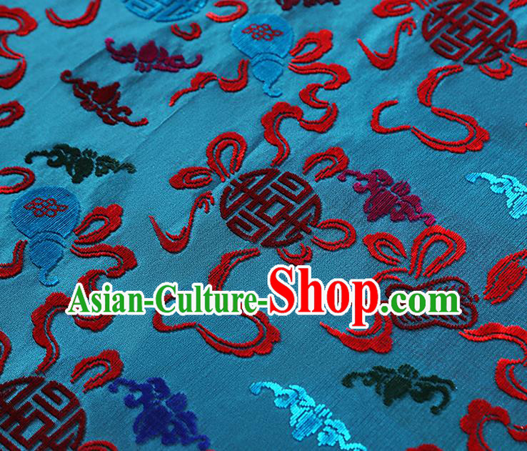 China Classical Qipao Dress Jacquard Silk Fabric Traditional Lucky Pattern Blue Brocade China Classical Qipao Dress Jacquard Silk Fabric Traditional Lucky Pattern Blue Brocade