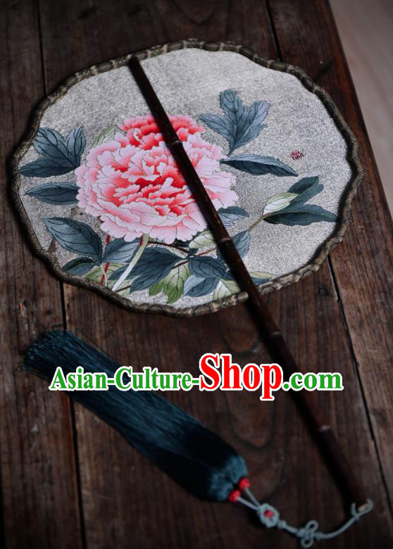 China Traditional White Silk Fan Classical Dace Fan Handmade Peony Painting Palace Fan China Traditional White Silk Fan Classical Dace Fan Handmade Peony Painting Palace Fan