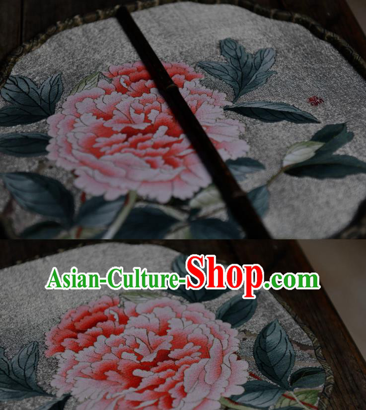 China Traditional White Silk Fan Classical Dace Fan Handmade Peony Painting Palace Fan China Traditional White Silk Fan Classical Dace Fan Handmade Peony Painting Palace Fan