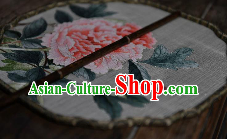 China Traditional White Silk Fan Classical Dace Fan Handmade Peony Painting Palace Fan China Traditional White Silk Fan Classical Dace Fan Handmade Peony Painting Palace Fan