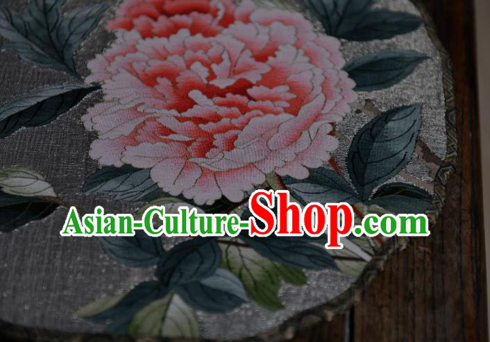 China Traditional White Silk Fan Classical Dace Fan Handmade Peony Painting Palace Fan China Traditional White Silk Fan Classical Dace Fan Handmade Peony Painting Palace Fan