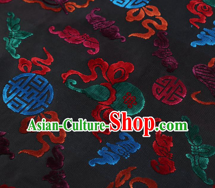 China Classical Qipao Dress Silk Fabric Traditional Lucky Pattern Black Brocade Jacquard Cloth China Classical Qipao Dress Silk Fabric Traditional Lucky Pattern Black Brocade Jacquard Cloth