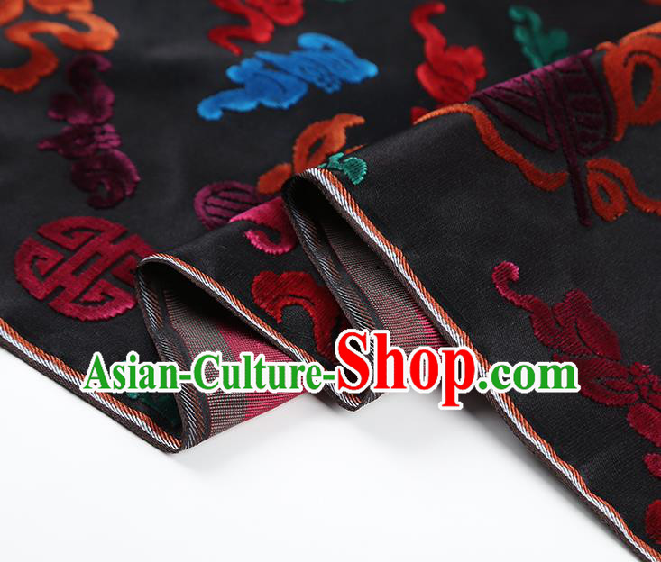China Classical Qipao Dress Silk Fabric Traditional Lucky Pattern Black Brocade Jacquard Cloth China Classical Qipao Dress Silk Fabric Traditional Lucky Pattern Black Brocade Jacquard Cloth