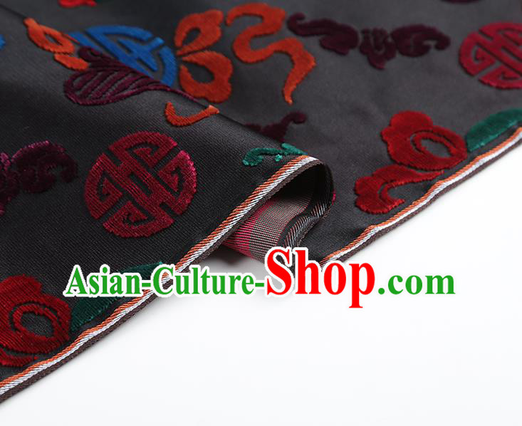 China Classical Qipao Dress Silk Fabric Traditional Lucky Pattern Black Brocade Jacquard Cloth China Classical Qipao Dress Silk Fabric Traditional Lucky Pattern Black Brocade Jacquard Cloth