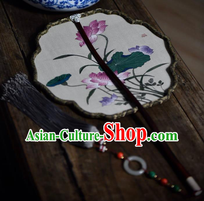 China Handmade Lotus Pattern Palace Fan Traditional Silk Fan Song Dynasty Palace Lady Fan China Handmade Lotus Pattern Palace Fan Traditional Silk Fan Song Dynasty Palace Lady Fan