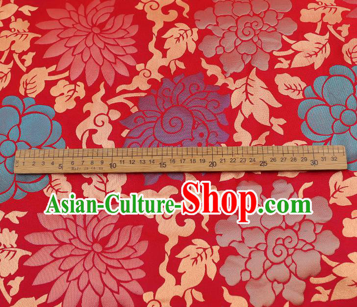 China Red Song Brocade Classical Qipao Dress Tapestry Traditional Lotus Pattern Silk Fabric China Red Song Brocade Classical Qipao Dress Tapestry Traditional Lotus Pattern Silk Fabric