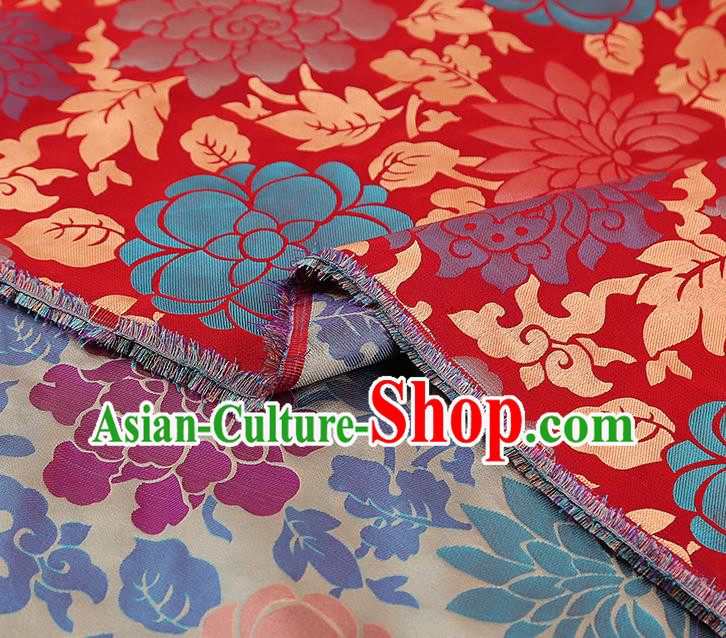 China Red Song Brocade Classical Qipao Dress Tapestry Traditional Lotus Pattern Silk Fabric China Red Song Brocade Classical Qipao Dress Tapestry Traditional Lotus Pattern Silk Fabric
