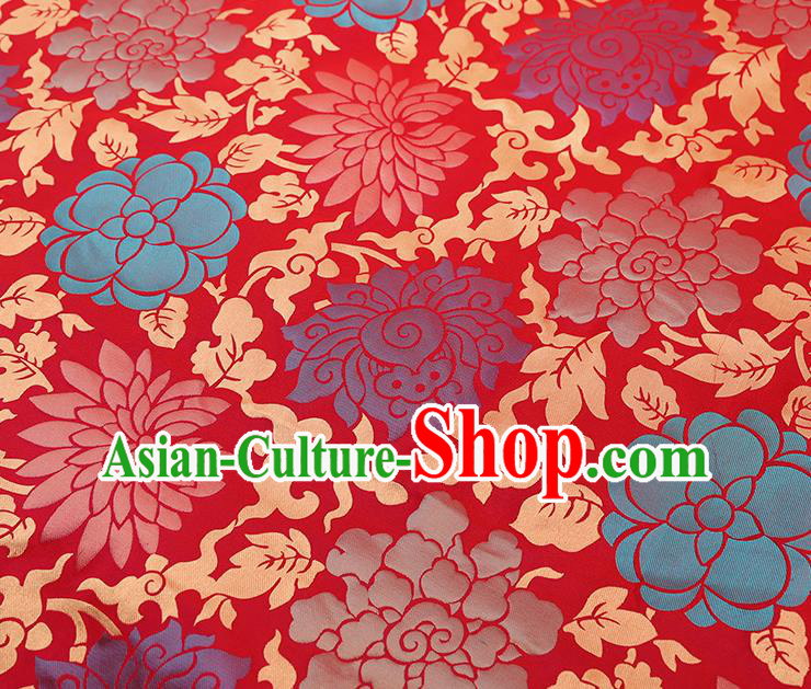 China Red Song Brocade Classical Qipao Dress Tapestry Traditional Lotus Pattern Silk Fabric China Red Song Brocade Classical Qipao Dress Tapestry Traditional Lotus Pattern Silk Fabric