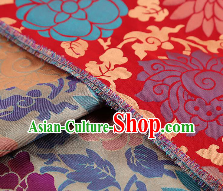 China Red Song Brocade Classical Qipao Dress Tapestry Traditional Lotus Pattern Silk Fabric China Red Song Brocade Classical Qipao Dress Tapestry Traditional Lotus Pattern Silk Fabric