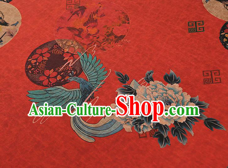 China Traditional Peony Pattern Red Silk Fabric Classical Qipao Dress Gambiered Guangdong Gauze Drapery China Traditional Peony Pattern Red Silk Fabric Classical Qipao Dress Gambiered Guangdong Gauze Drapery