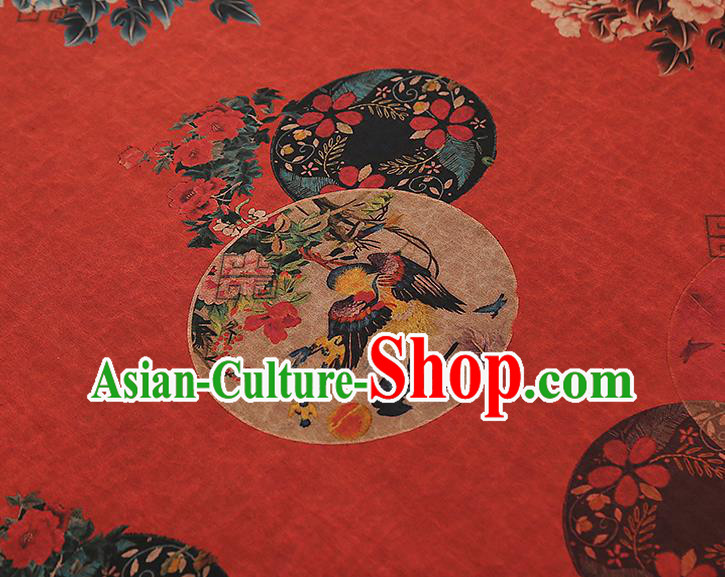 China Traditional Peony Pattern Red Silk Fabric Classical Qipao Dress Gambiered Guangdong Gauze Drapery China Traditional Peony Pattern Red Silk Fabric Classical Qipao Dress Gambiered Guangdong Gauze Drapery