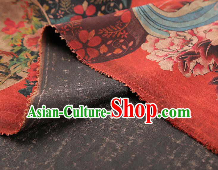 China Traditional Peony Pattern Red Silk Fabric Classical Qipao Dress Gambiered Guangdong Gauze Drapery China Traditional Peony Pattern Red Silk Fabric Classical Qipao Dress Gambiered Guangdong Gauze Drapery