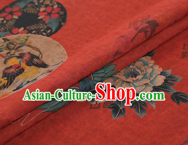 China Traditional Peony Pattern Red Silk Fabric Classical Qipao Dress Gambiered Guangdong Gauze Drapery China Traditional Peony Pattern Red Silk Fabric Classical Qipao Dress Gambiered Guangdong Gauze Drapery
