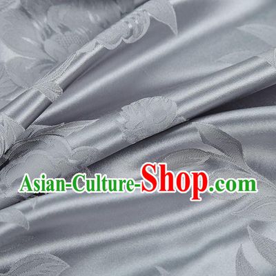 Asian China Cheongsam Gambiered Guangdong Gauze Traditional Grey Silk Fabric Jacquard Fabric