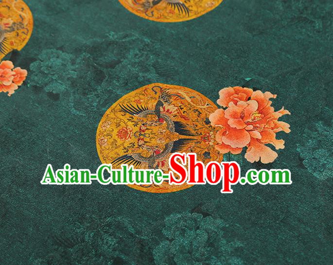 China Classical Gambiered Guangdong Gauze Drapery Traditional Cheongsam Peony Pattern Deep Green Silk Fabric China Classical Gambiered Guangdong Gauze Drapery Traditional Cheongsam Peony Pattern Deep Green Silk Fabric
