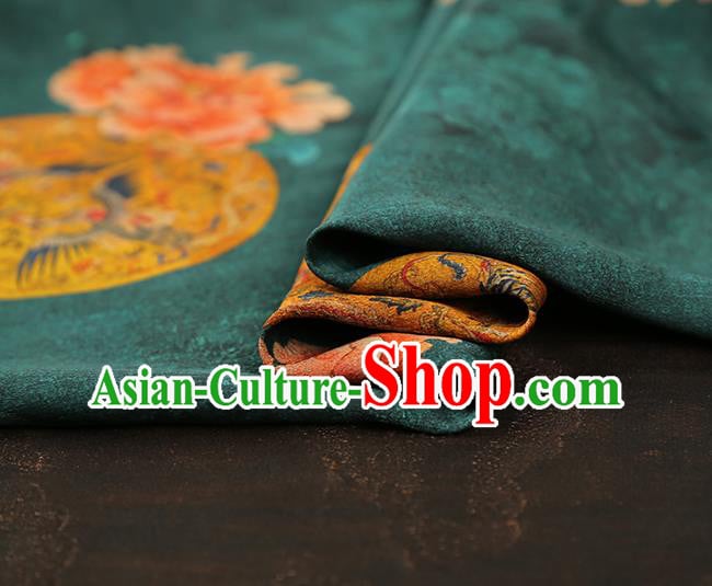 China Classical Gambiered Guangdong Gauze Drapery Traditional Cheongsam Peony Pattern Deep Green Silk Fabric China Classical Gambiered Guangdong Gauze Drapery Traditional Cheongsam Peony Pattern Deep Green Silk Fabric
