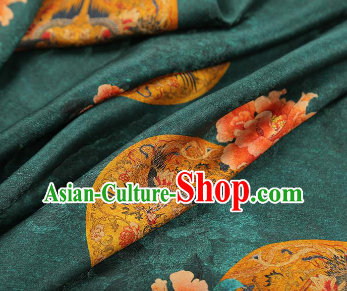 China Classical Gambiered Guangdong Gauze Drapery Traditional Cheongsam Peony Pattern Deep Green Silk Fabric China Classical Gambiered Guangdong Gauze Drapery Traditional Cheongsam Peony Pattern Deep Green Silk Fabric