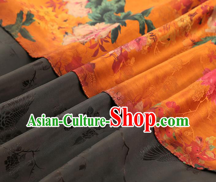 China Classical Orange Gambiered Guangdong Gauze Drapery Traditional Cheongsam Peony Pattern Brocade Fabric China Classical Orange Gambiered Guangdong Gauze Drapery Traditional Cheongsam Peony Pattern Brocade Fabric