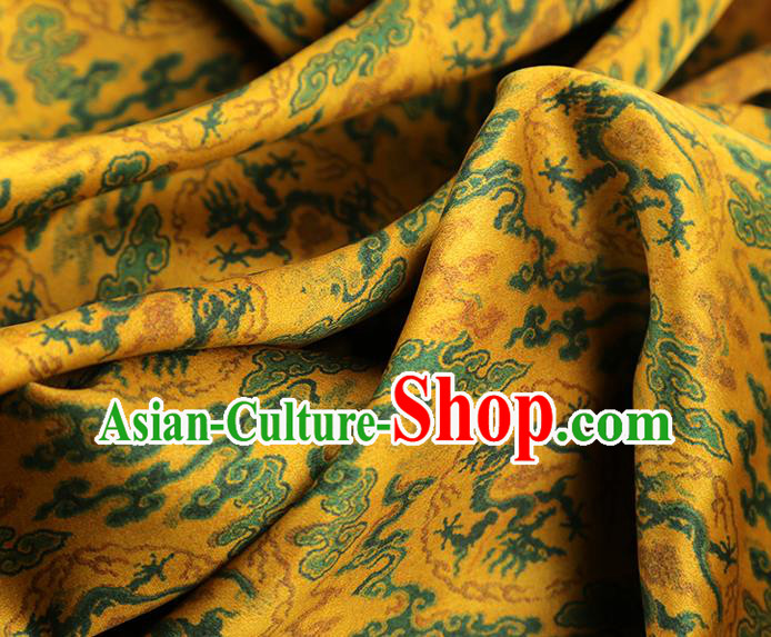 China Traditional Cheongsam Dragons Pattern Brocade Fabric Classical Yellow Gambiered Guangdong Gauze China Traditional Cheongsam Dragons Pattern Brocade Fabric Classical Yellow Gambiered Guangdong Gauze