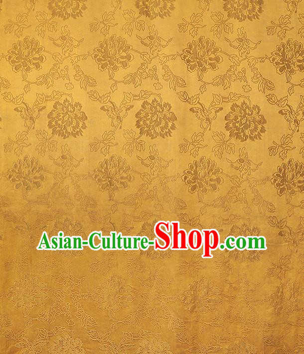 China Traditional Jacquard Peony Pattern Gambiered Guangdong Gauze Classical Cheongsam Golden Silk Fabric China Traditional Jacquard Peony Pattern Gambiered Guangdong Gauze Classical Cheongsam Golden Silk Fabric