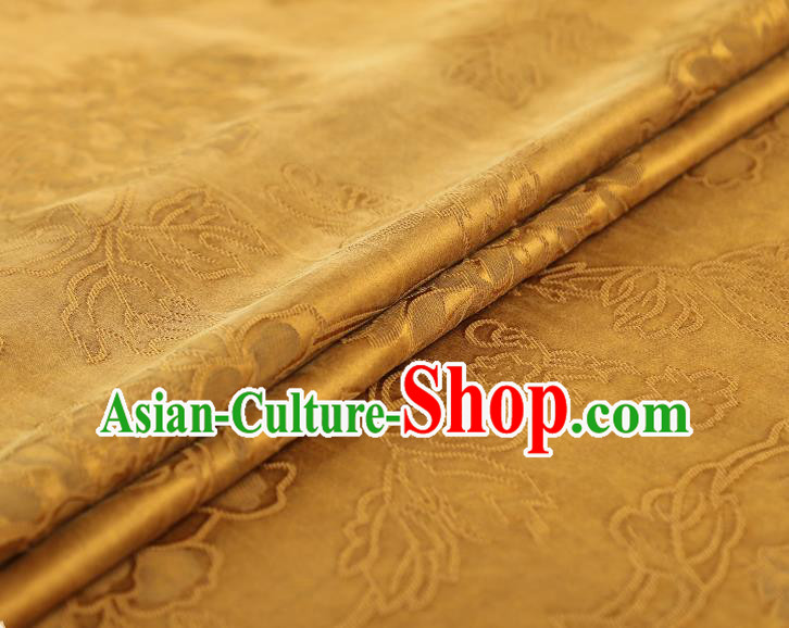 China Traditional Jacquard Peony Pattern Gambiered Guangdong Gauze Classical Cheongsam Golden Silk Fabric China Traditional Jacquard Peony Pattern Gambiered Guangdong Gauze Classical Cheongsam Golden Silk Fabric