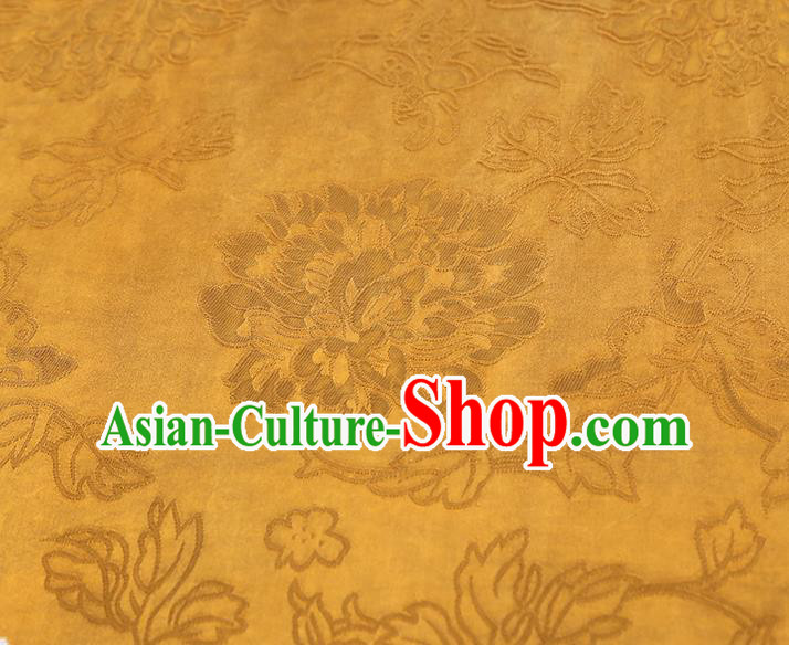 China Traditional Jacquard Peony Pattern Gambiered Guangdong Gauze Classical Cheongsam Golden Silk Fabric China Traditional Jacquard Peony Pattern Gambiered Guangdong Gauze Classical Cheongsam Golden Silk Fabric