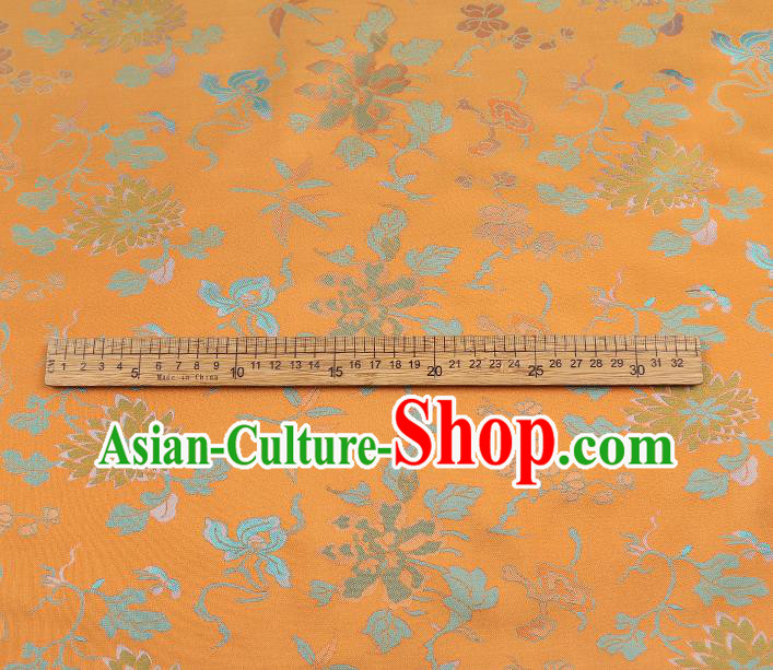 China Traditional Chrysanthemum Pattern Song Brocade Classical Cheongsam Orange Silk Fabric China Traditional Chrysanthemum Pattern Song Brocade Classical Cheongsam Orange Silk Fabric