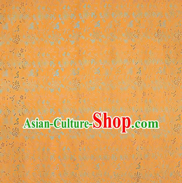 China Traditional Chrysanthemum Pattern Song Brocade Classical Cheongsam Orange Silk Fabric China Traditional Chrysanthemum Pattern Song Brocade Classical Cheongsam Orange Silk Fabric