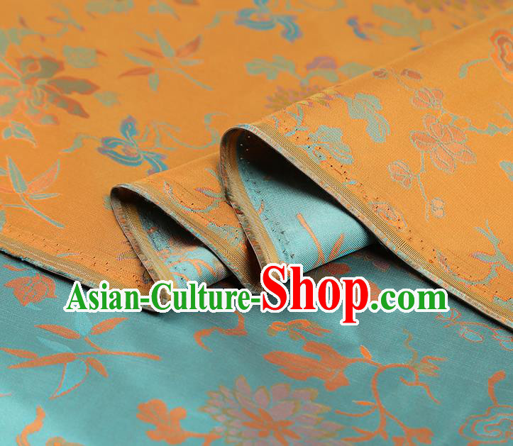 China Traditional Chrysanthemum Pattern Song Brocade Classical Cheongsam Orange Silk Fabric China Traditional Chrysanthemum Pattern Song Brocade Classical Cheongsam Orange Silk Fabric
