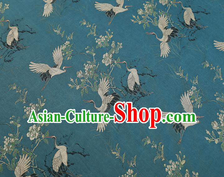 China Traditional Cranes Pattern Song Brocade Classical Cheongsam Lake Blue Silk Fabric China Traditional Cranes Pattern Song Brocade Classical Cheongsam Lake Blue Silk Fabric