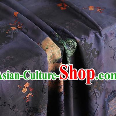 China Traditional Peony Pattern Brocade Classical Cheongsam Deep Purple Silk Fabric