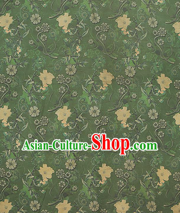China Classical Cheongsam Silk Fabric Gambiered Guangdong Gauze Traditional Pattern Green Brocade China Classical Cheongsam Silk Fabric Gambiered Guangdong Gauze Traditional Pattern Green Brocade