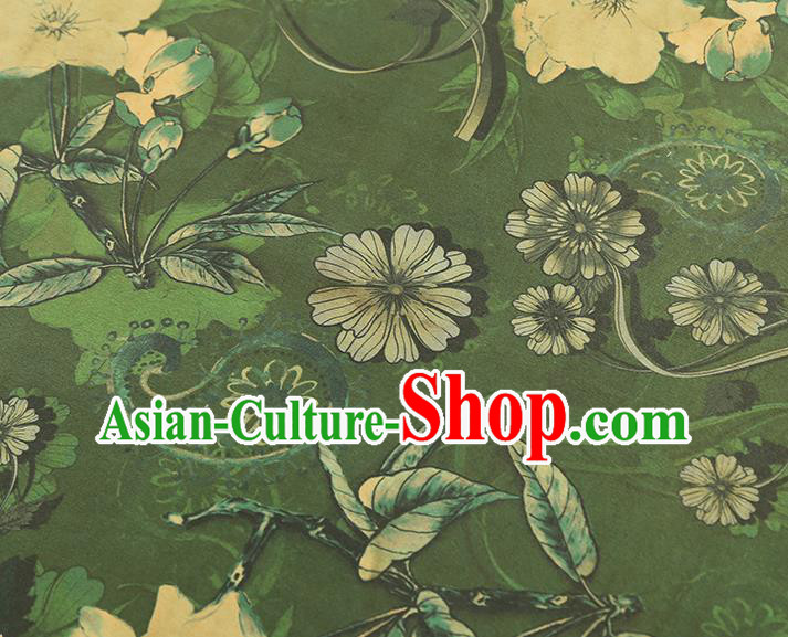 China Classical Cheongsam Silk Fabric Gambiered Guangdong Gauze Traditional Pattern Green Brocade China Classical Cheongsam Silk Fabric Gambiered Guangdong Gauze Traditional Pattern Green Brocade