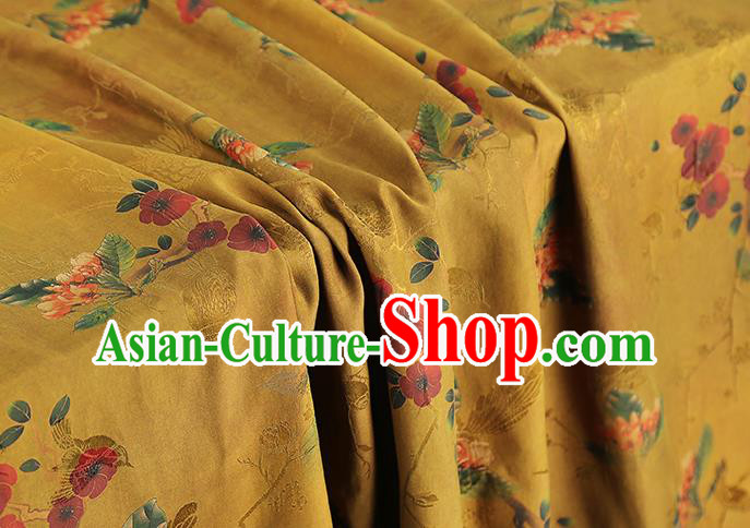China Classical Plum Blossom Pattern Cheongsam Silk Fabric Traditional Ginger Gambiered Guangdong Gauze Drapery China Classical Plum Blossom Pattern Cheongsam Silk Fabric Traditional Ginger Gambiered Guangdong Gauze Drapery