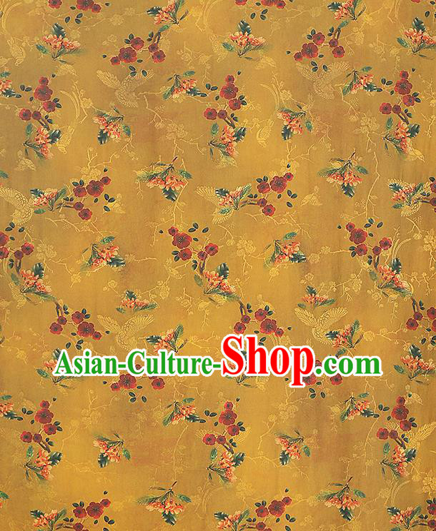 China Classical Plum Blossom Pattern Cheongsam Silk Fabric Traditional Ginger Gambiered Guangdong Gauze Drapery China Classical Plum Blossom Pattern Cheongsam Silk Fabric Traditional Ginger Gambiered Guangdong Gauze Drapery